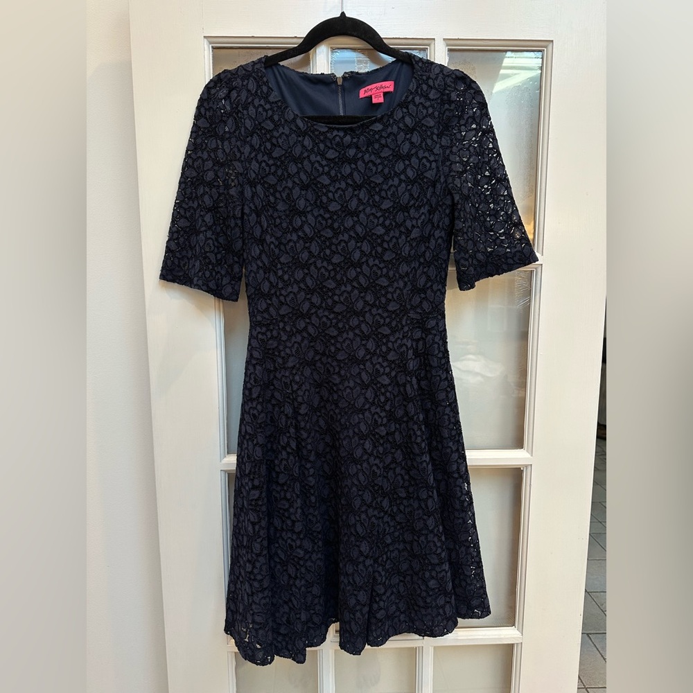 Betsey Johnson Navy Lace A-Line Women's Dress Whimsigoth Cottagecore Size 2 XS